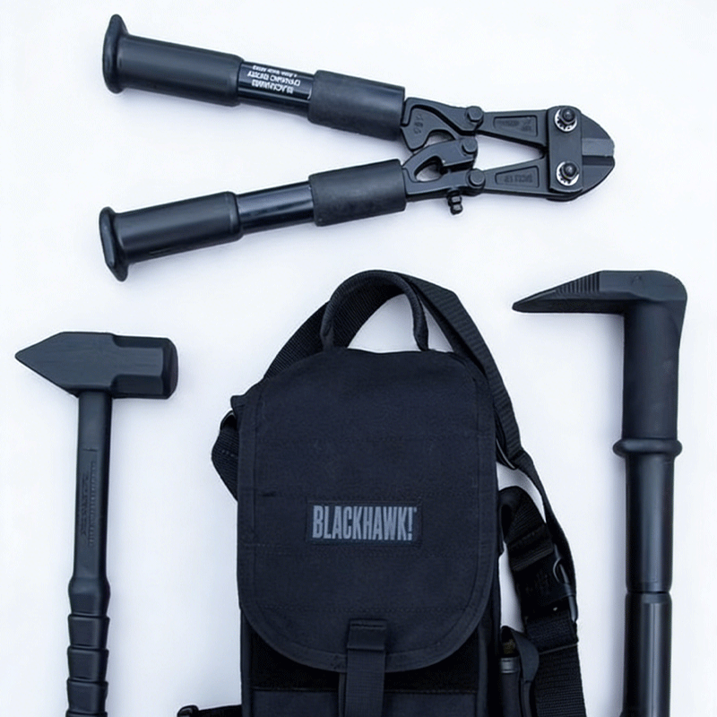 3-Piece Anti-Theft Firefighting Equipment Manual Tool Kit with Emergency Rescue Backpack (Black Fire Bag)