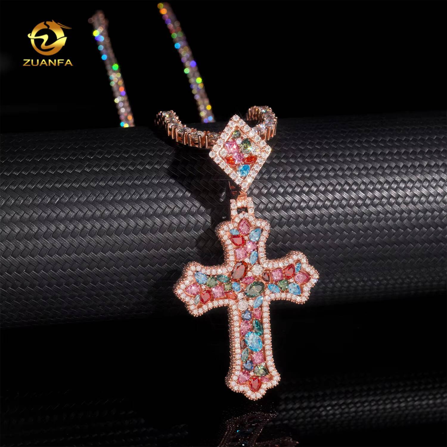 Luxury Cross Pendant Moissanite Hip Hop Jewelry Iced Out Pendant 925 Silver Color Moissanite Cross Pendant