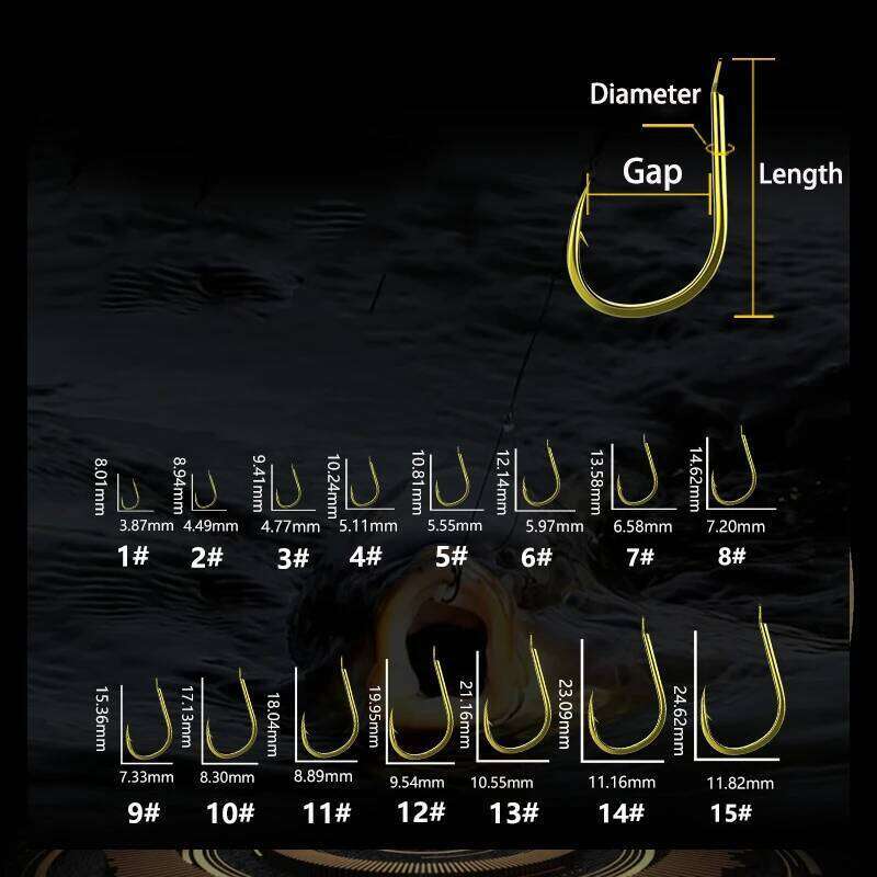 50pcs/lot Fishing Set Coating High Carbon Stainless Steel Barbed Black Color Carp Fish Hooks Sharped Flattened Fishhook S260305