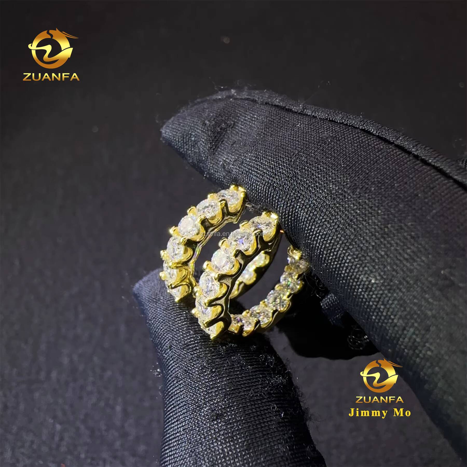 New Trendy Fashion Pass Diamond Tester Hip Hop Iced Out Style Jewelry 925 Silver VVS1 Moissanite Diamond Hoop Earrings Man