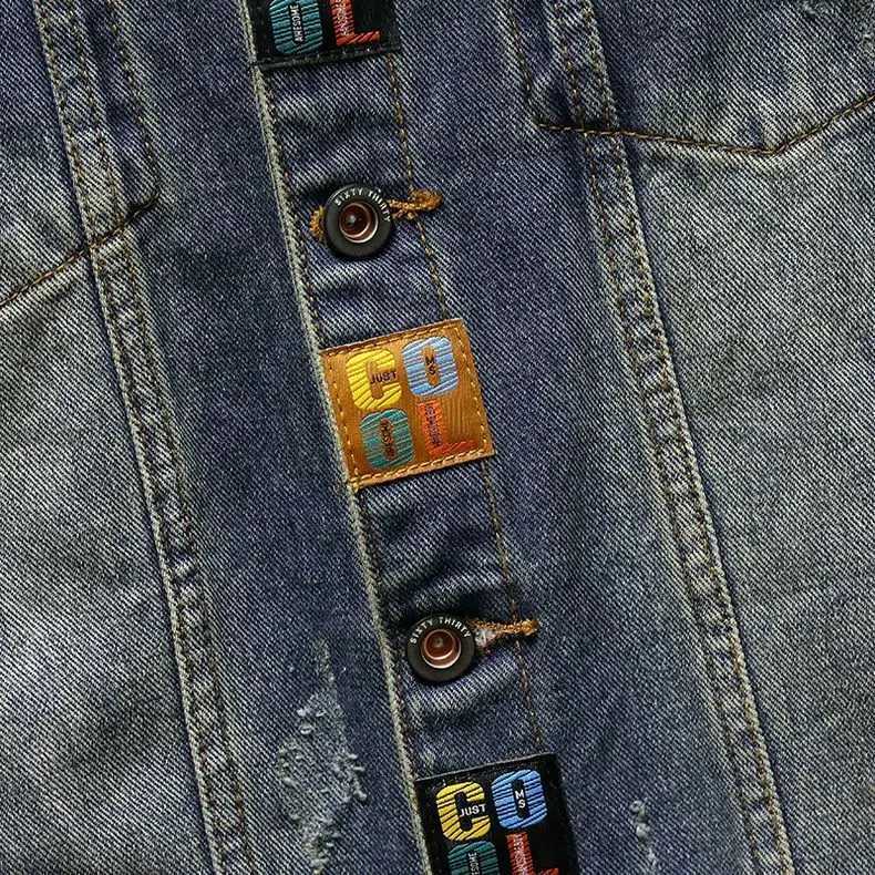 Clothing Mens Denim Jacket Spring Autumn Korean Slim Badge Jacket Retro Embroidered Brand Fashion Jeans Coat M260309