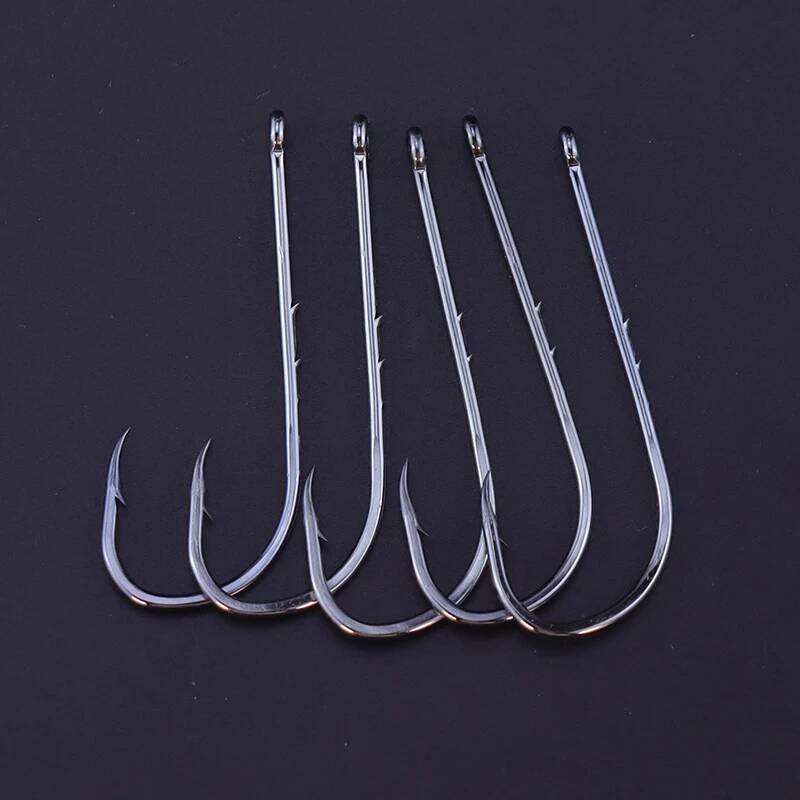 50pcs/lot Double Holder Barbed Fishhook Long Shank Carbon Steel Sharp Fishhooks Beach&Live Bait Fishing Hooks S260305