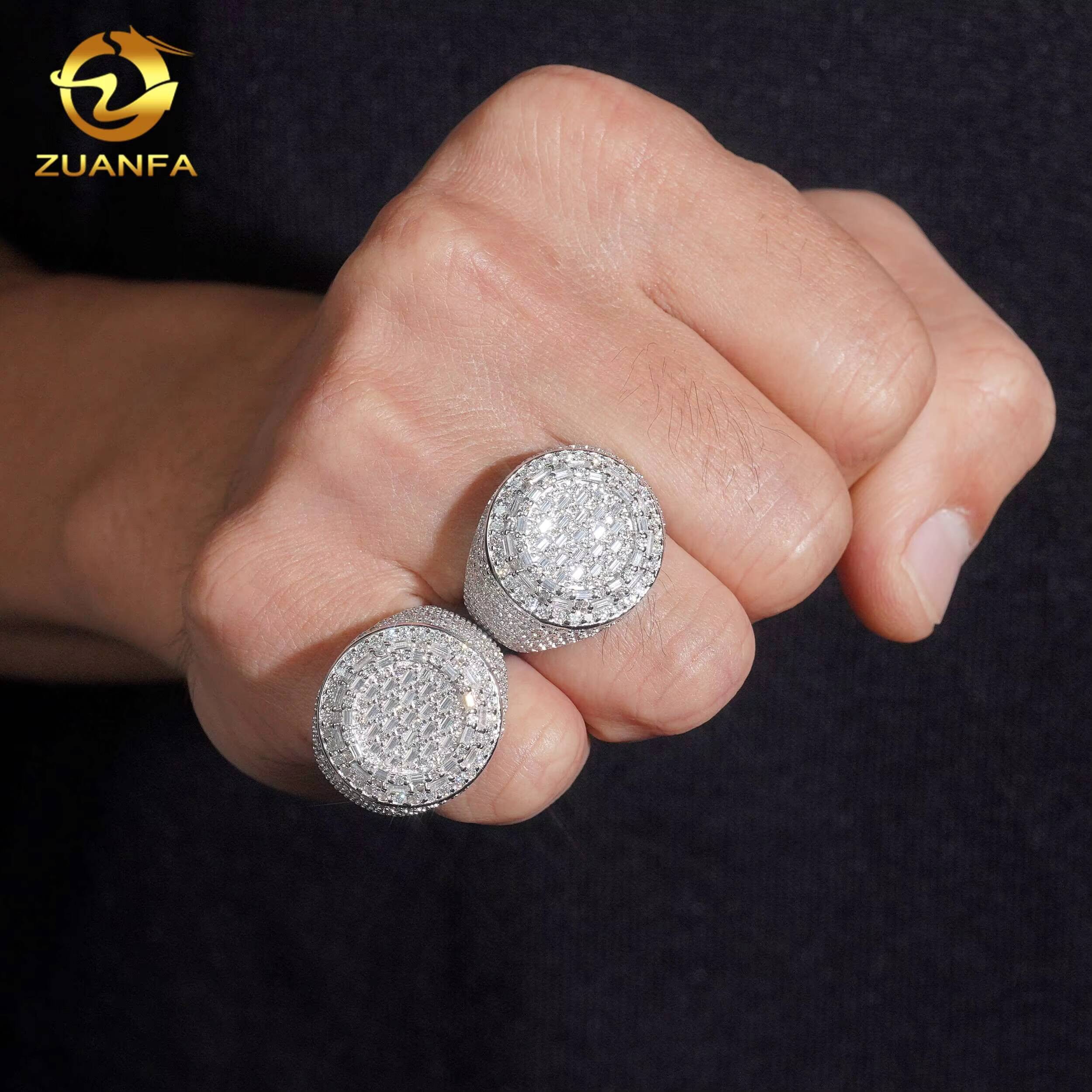 Ready to Ship Hip Hop Jewelry Moissanite Hip Hop Ring 925 Sterling Silver Men Diamond Ring Pass Diamond Tester
