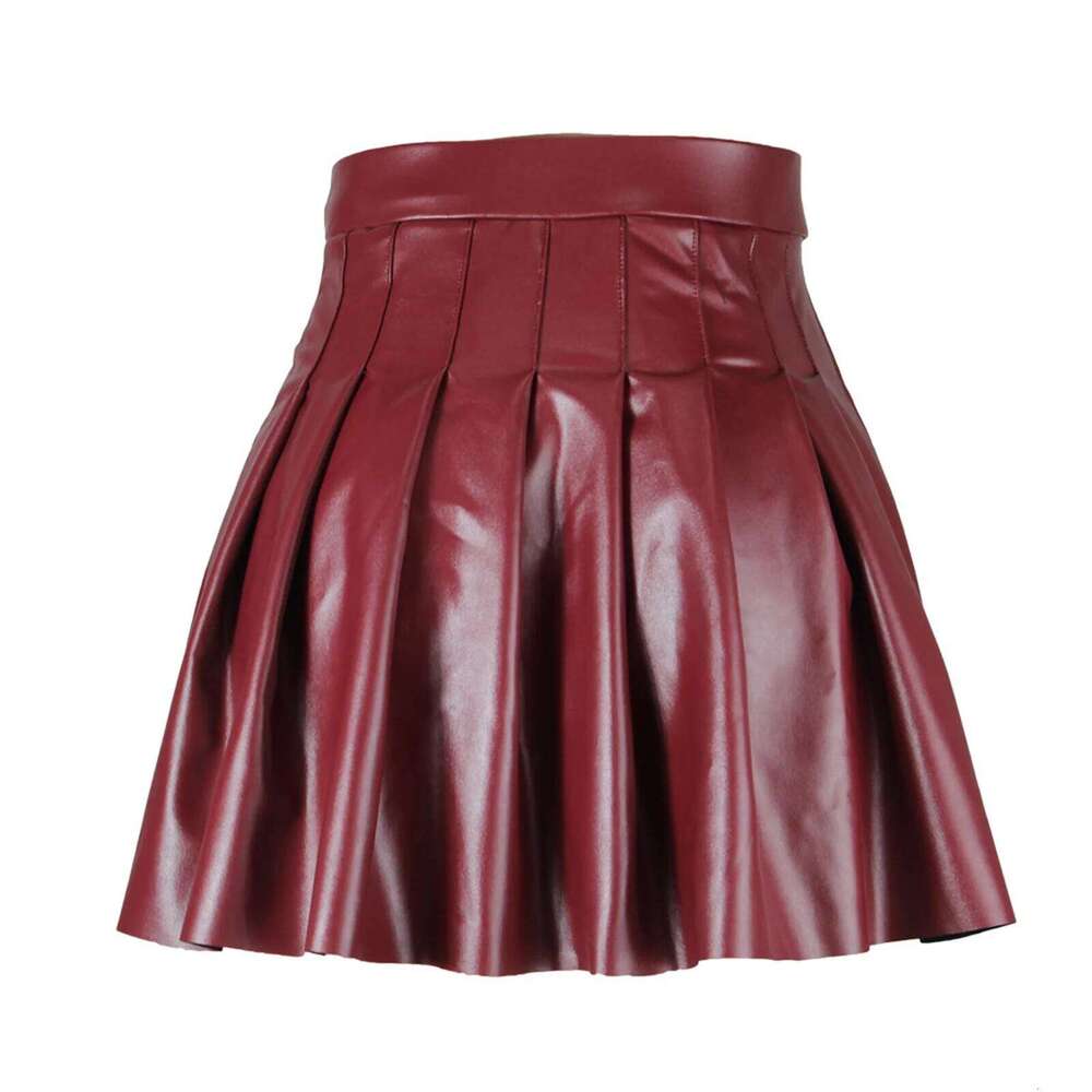 Women High Waist A-line Pleated Skirt y2k E Girls Punk Gothic Black Latex Side Invisible Zip Flared Mini Skirts Chic Club Wear XJ260309