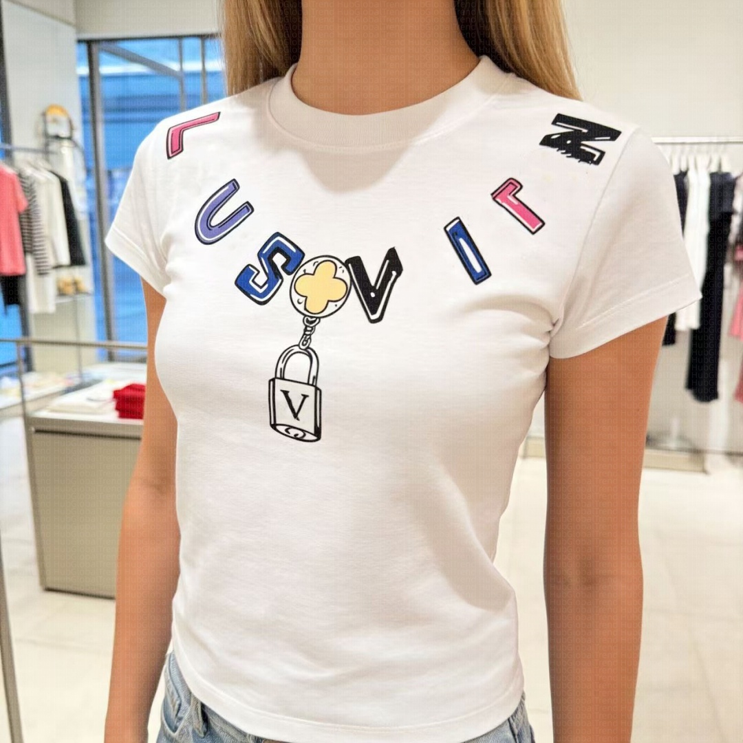 Designer women's T-shirt, fashionable letter print 5D multi-functional style, suitable for daily outings and casual commutes. 11 colors