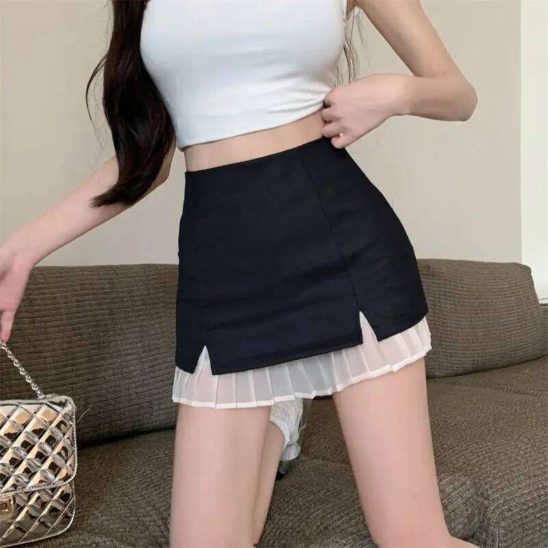 Design-sensual Mesh Splicing for Women's College Style Sexy Slim Short New Small Skirt Pants XJ260309