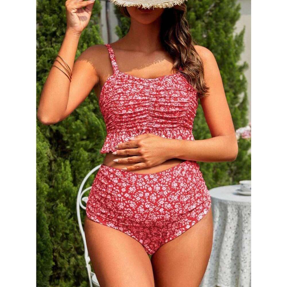 2025 High Waist Bikini Ruffle Pregnant Swimsuit Women Two Pieces Swimwear Female Bathers Bathing Swimming Swim Suit Beachwear XJ260206