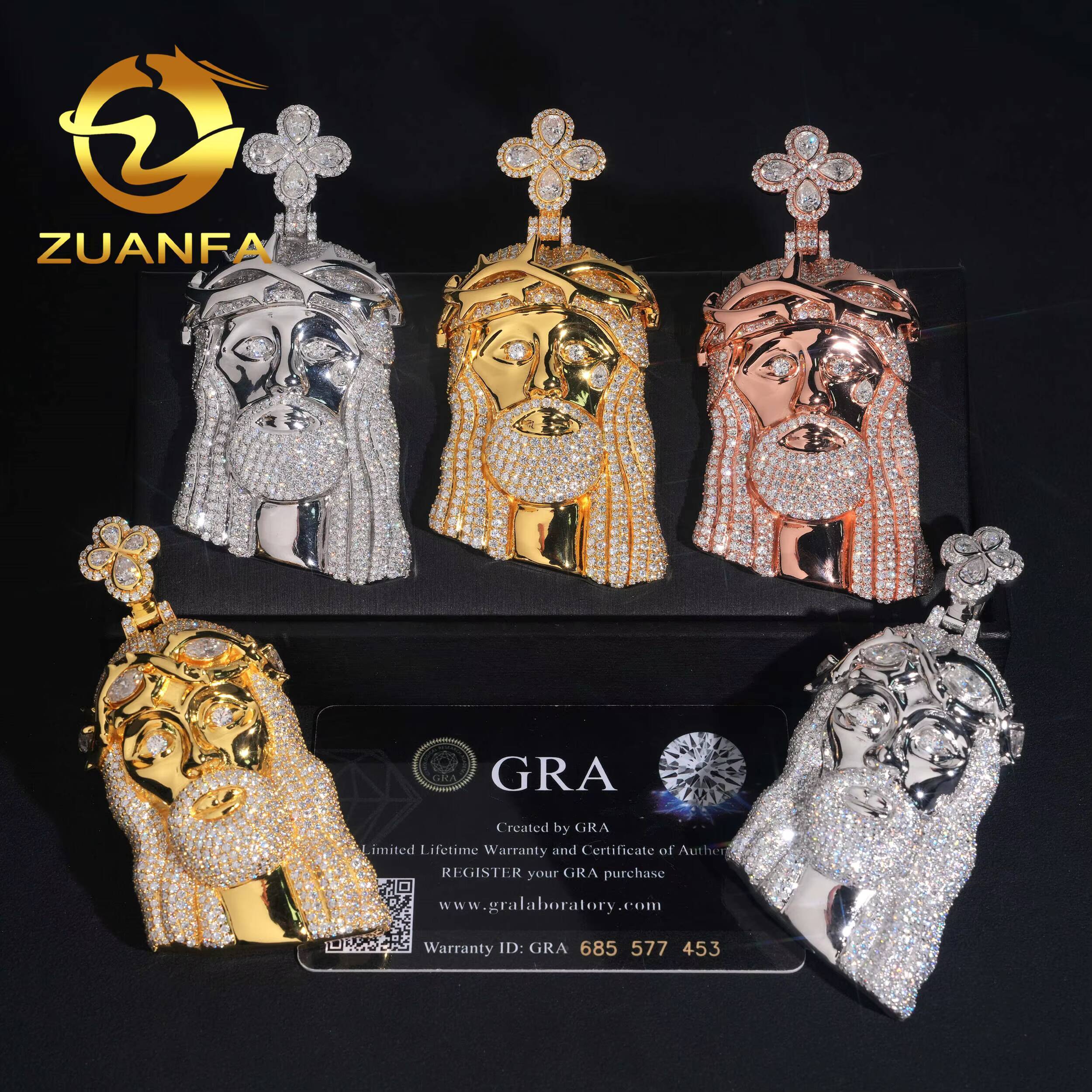 925 Silver Moissanite Pendant Men Iced Out Hip Hop Pendant Jesus Head VVS Moissanite Pendant Pass Tester Charm