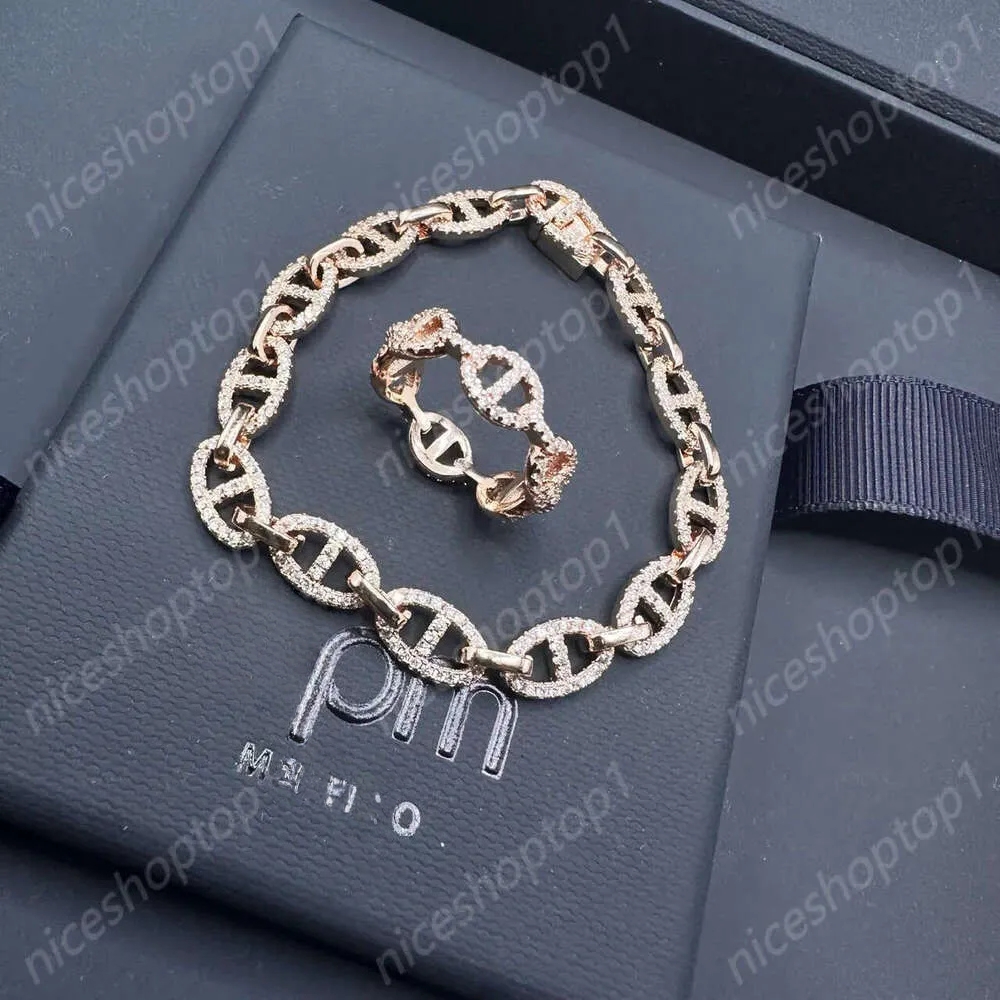 designer apmmonaco ring Same Style As Yang Zi Bpm Mococo Full Diamond Pig Nose Bracelet Necklace Highend Jewelry Gift 443