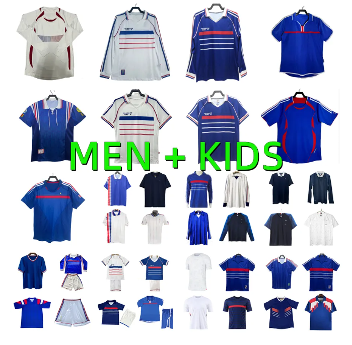 FRANCE Retro soccer jersey 1982 1983 1984 1992 1996 1998 2000 2004 2006 2010 MAILLOT DE FOOT French ZIDANE HENRY TREZEGUET DJORKAEFF CHENRY finals MENS Football