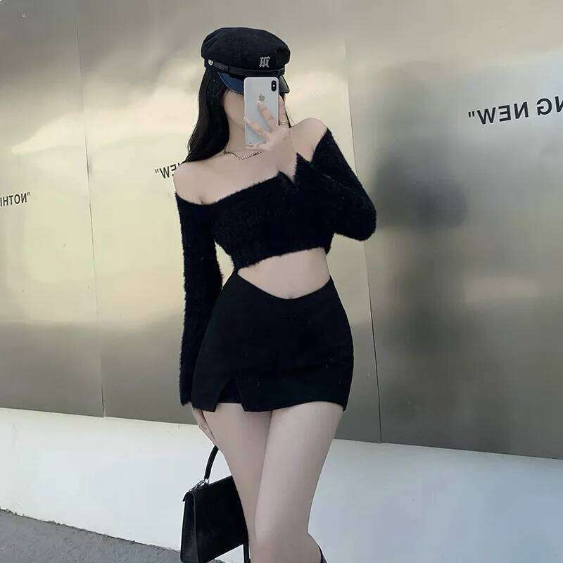 Women's High Waisted Black Mini Skort - Bodycon Butt Lifting Skirt Shorts, Slim Fit Streetwear for Summer & Fall XJ260309