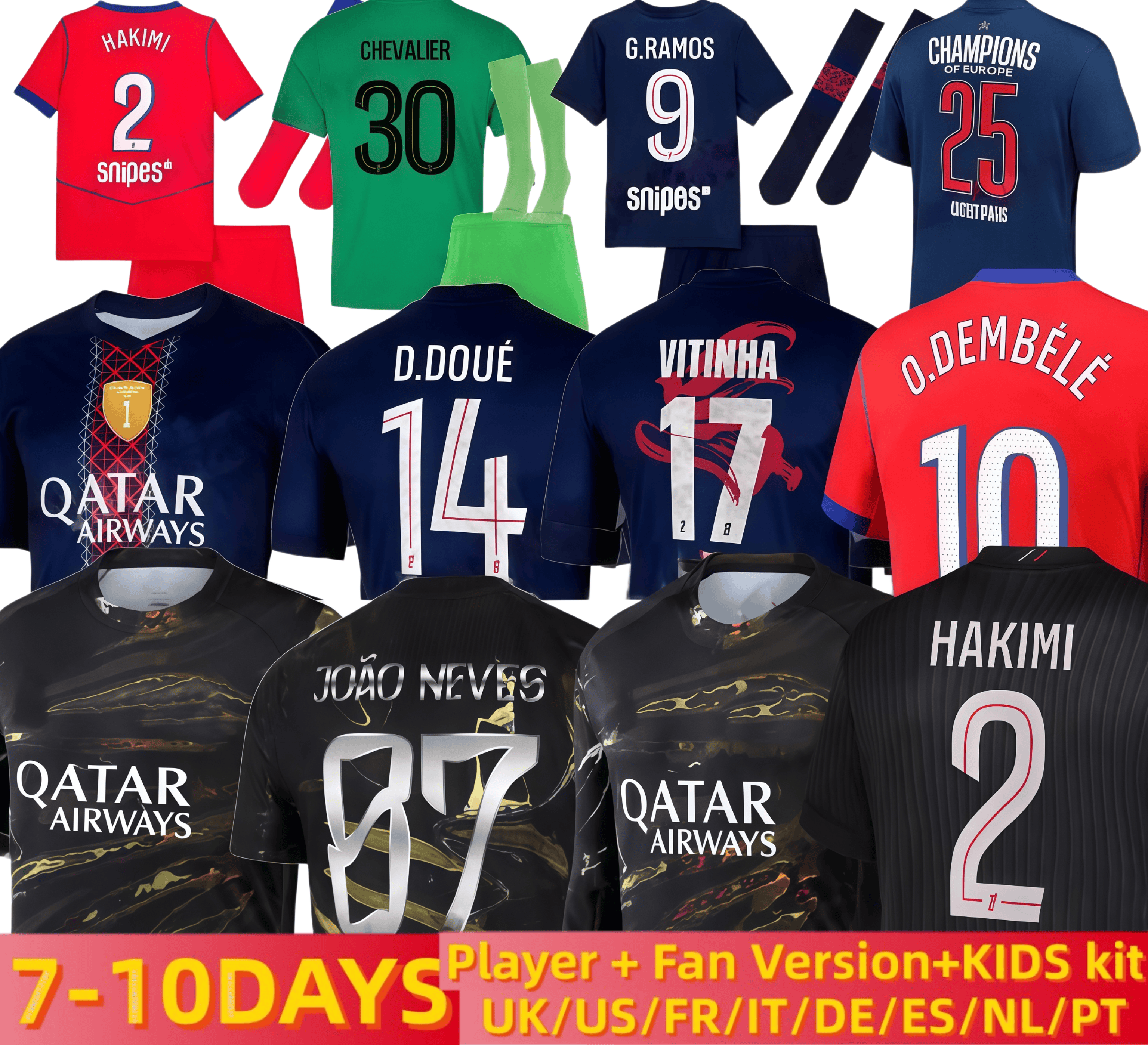 2025 2026 maillot de foot Kvaratskhelia soccer jerseys Night Edition 5th JOAO NEVES HAKIMI football shirtS 25 26 BARCOLA Zaire-Emery O.Dembele PARIS pPSGES D.Doue