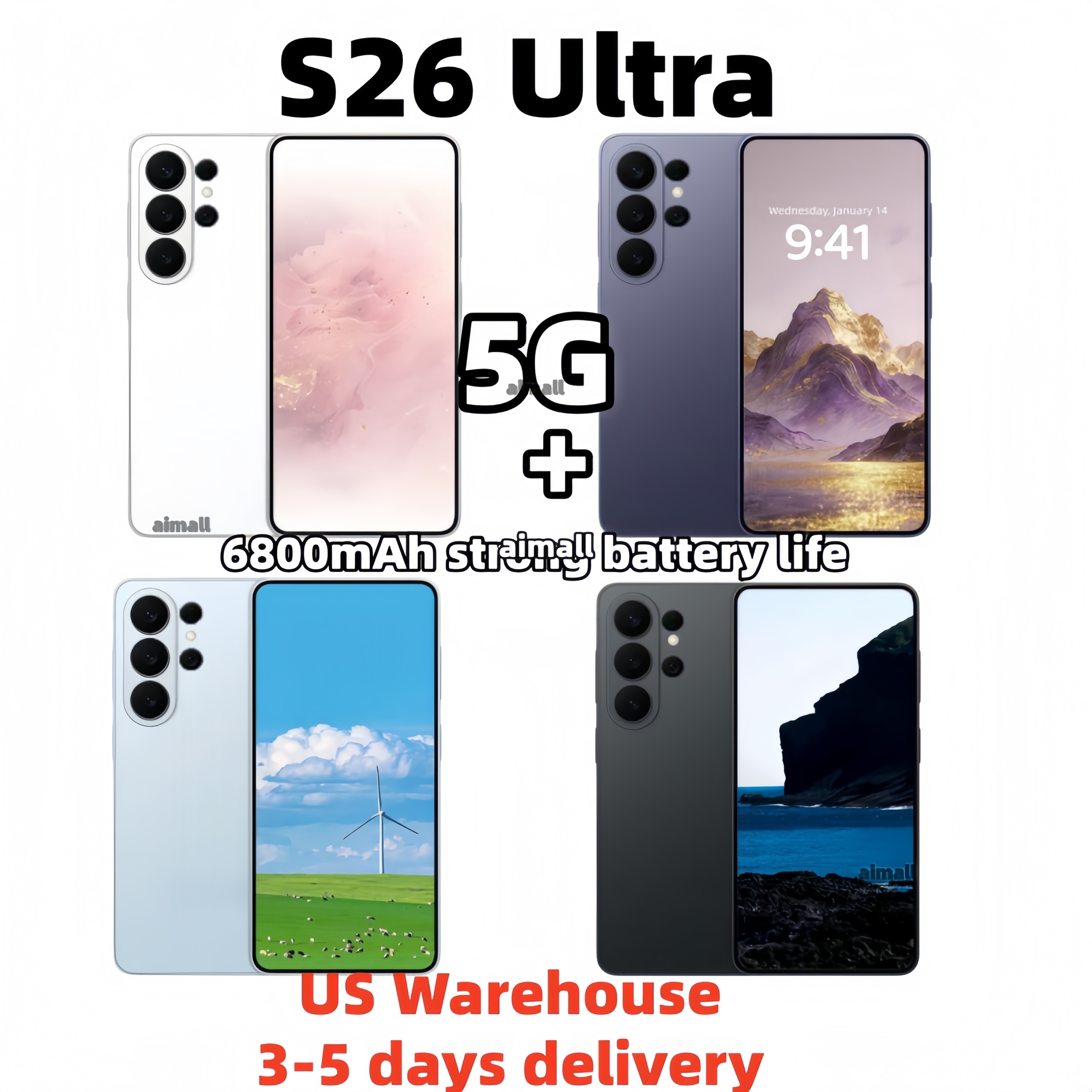 6.8 inchs 5G S26 Ultra Cell Phones Unlock Touch Screen Mobile Phone Androids s25 Smartphone Camera Telephone HD Display Face Recognition 512GB 1TB Local Warehouse