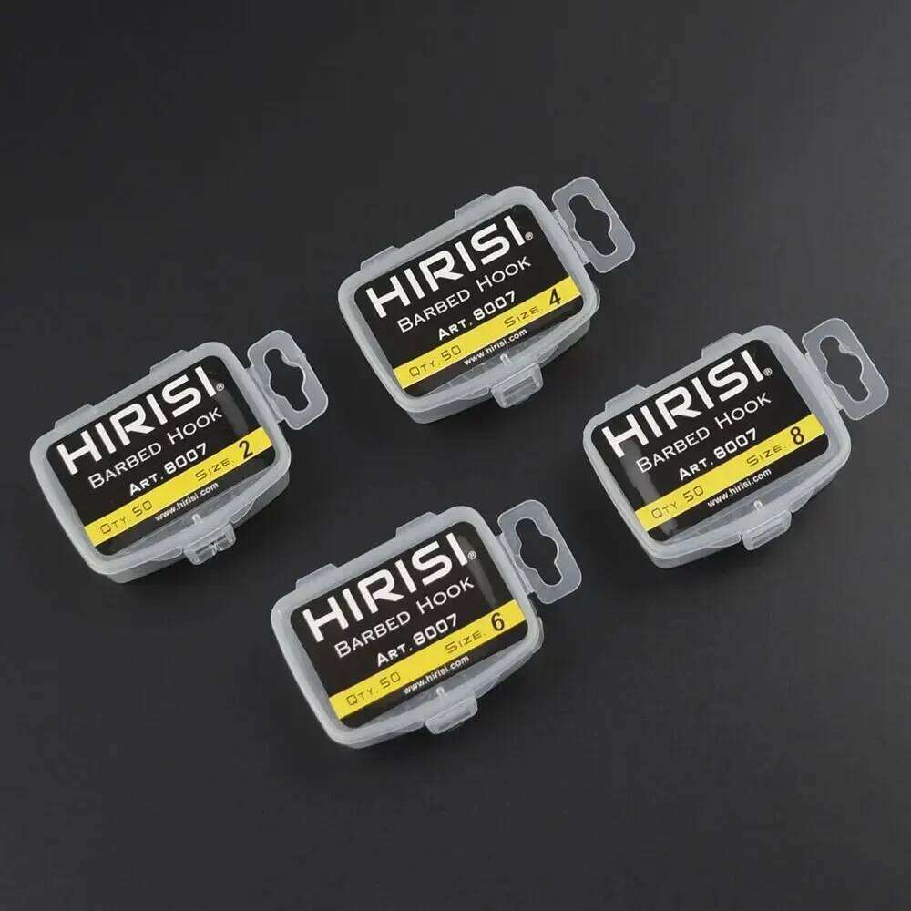 Hirisi 50Pcs Carp Fishing Barbed Hook High Carbon Steel Ring Eye Fishhook 8007 Size 2468 S260305 561