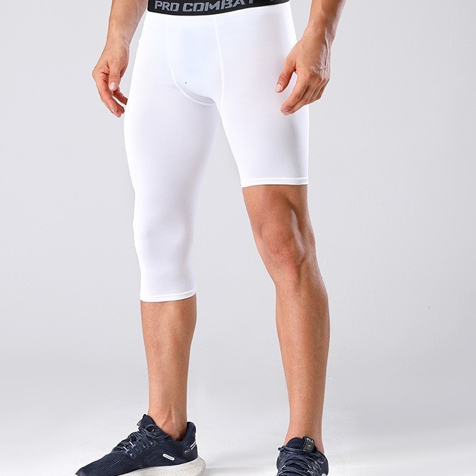 High-elasticity mens 7/8 length compression tights fitness sports gear autumn and winter quick-dry basketball base layer pants popular for running2511