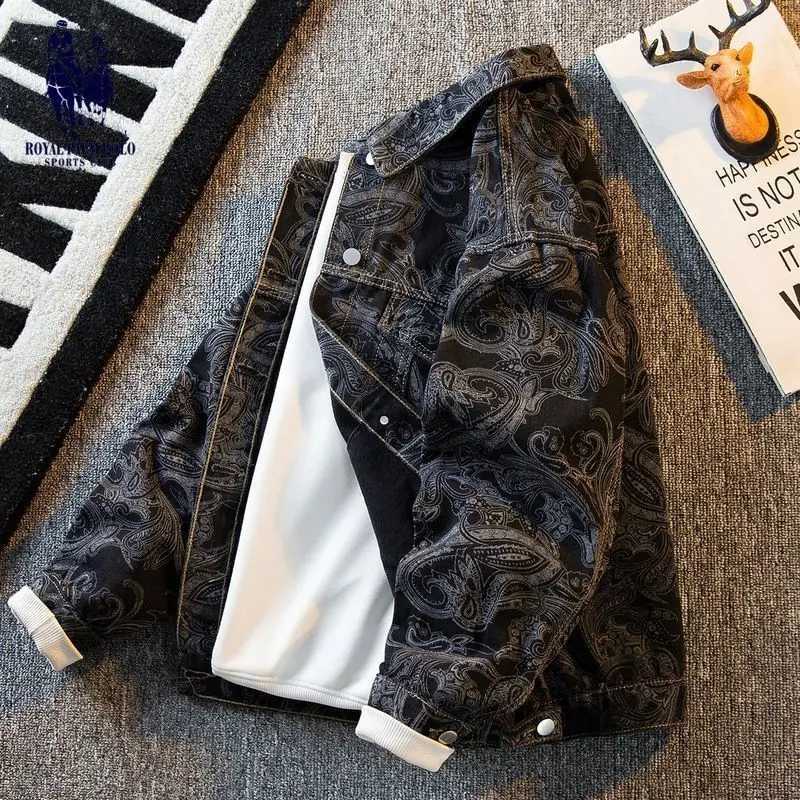 Clothing Cashew Flower Printed Vintage Stylish Retro Jacket for Men Casual Designer and Cotton Fabric Streetwear Jacket M260309