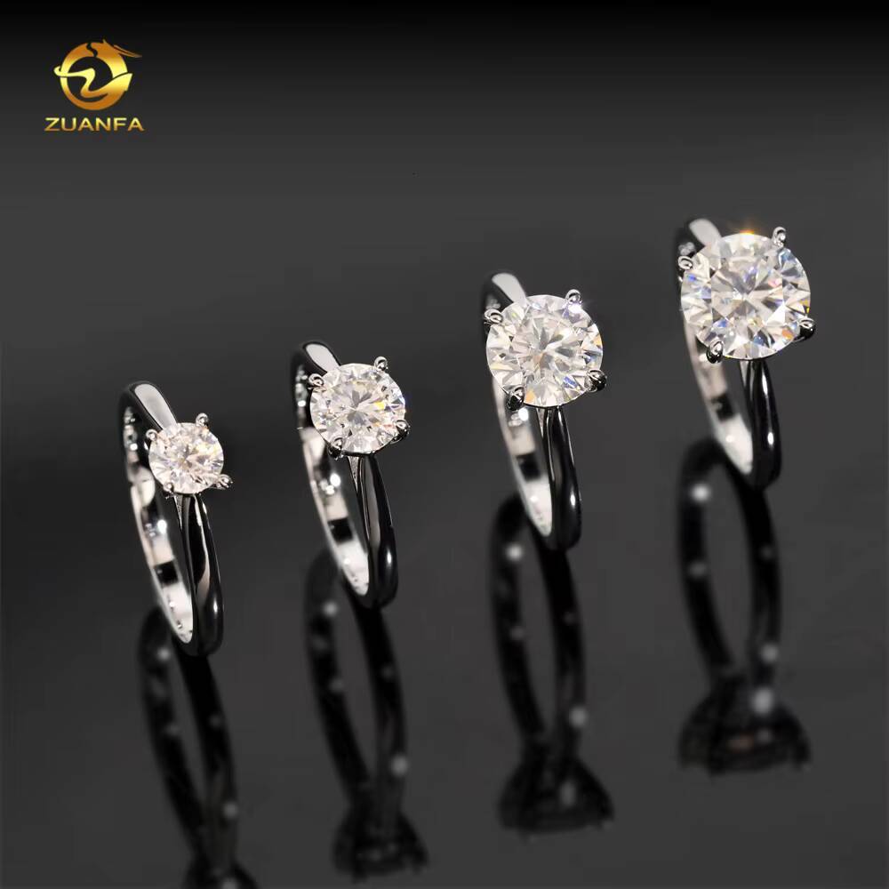 05ct 1ct 2ct 3ct Moissanite Diamond Engagement Rings 925 Silver 4 Prong Wedding Ring Pass diamond tester Solitaire women ring