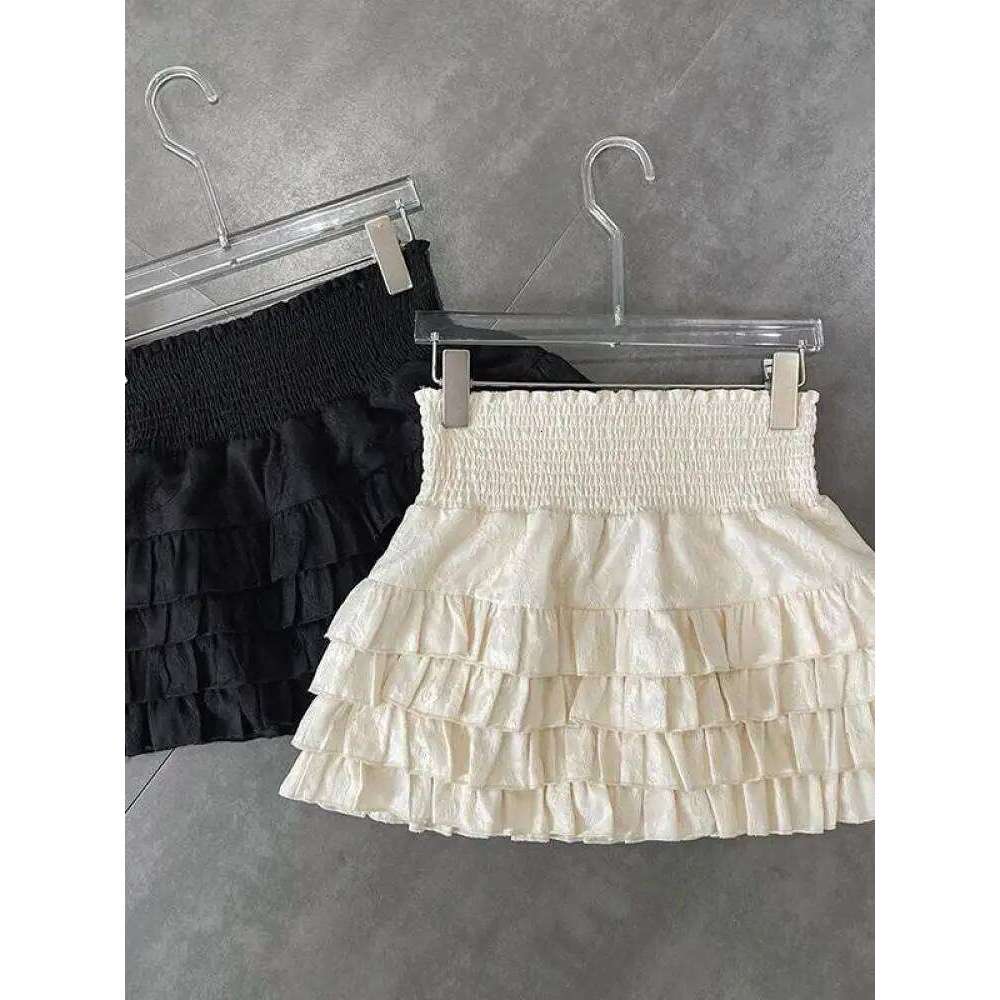 Streetwear Y2k Ruffles Mini Women Sweet Kawaii High Waist Lace A Line Skirt Summer Korean Fashion Black Ball Gown Skirts XJ260309
