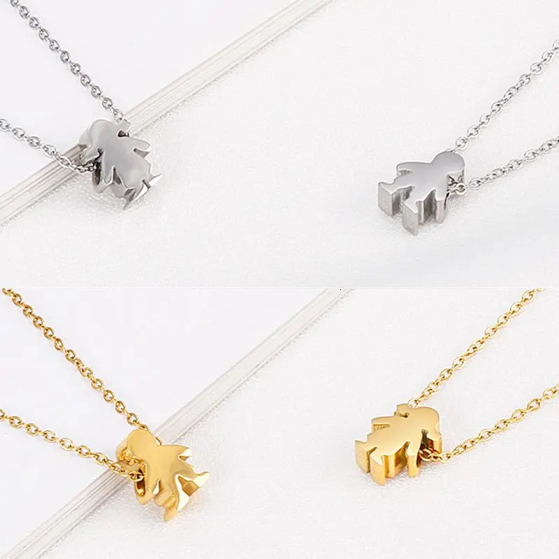 Boy Girl Kid Pendant Women Necklace Name Date Child Family Jewelry Engraved Stainless Steel Gold Color 260309