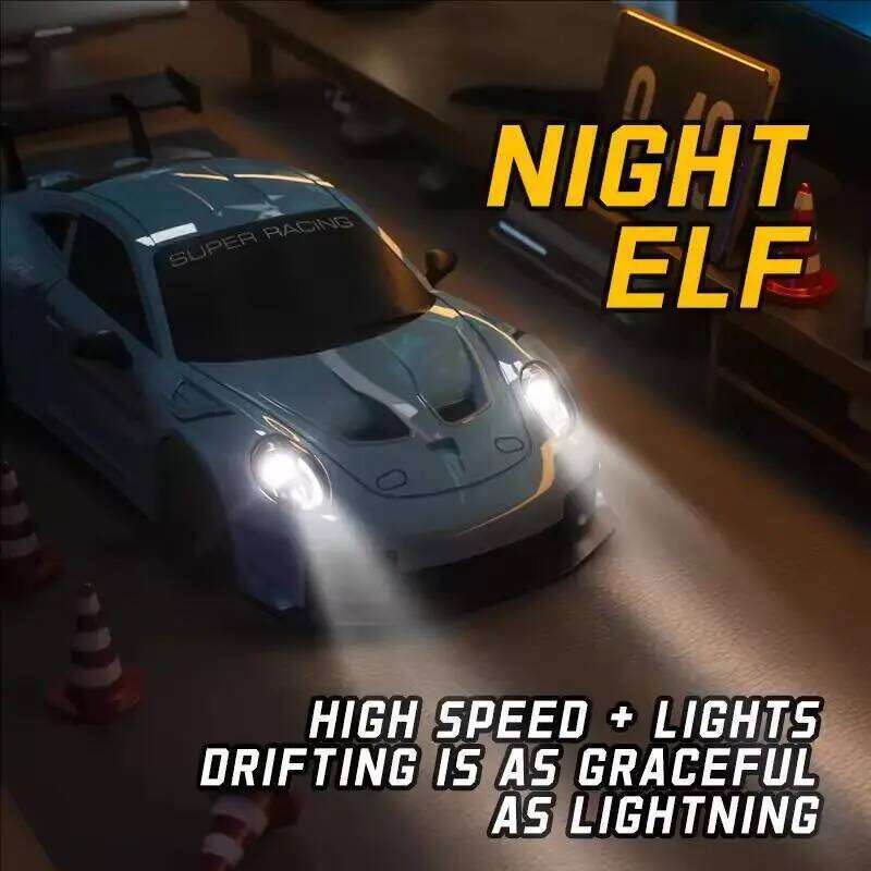 1/24 2.4G 4WD High Speed RC Drift Vehicle With Led Light Racing Mode Remote Control Car Boys Toy Replaceable Tire C260306