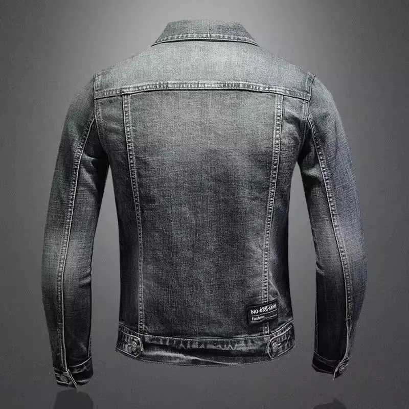 Mens Vintage Denim Jacket High Street Trend Loose Street Riding Biker Clothing Handsome Casual Buttoned Lapel Mens Clothing M260309