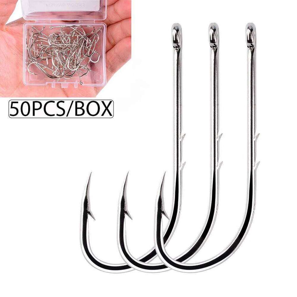 20/50pcs Long Shank #12-#6/0 Fish Hooks High Carbon Steel Sharp Barbed Fishhook Offset Narrow Baits Carp Fishing S260305