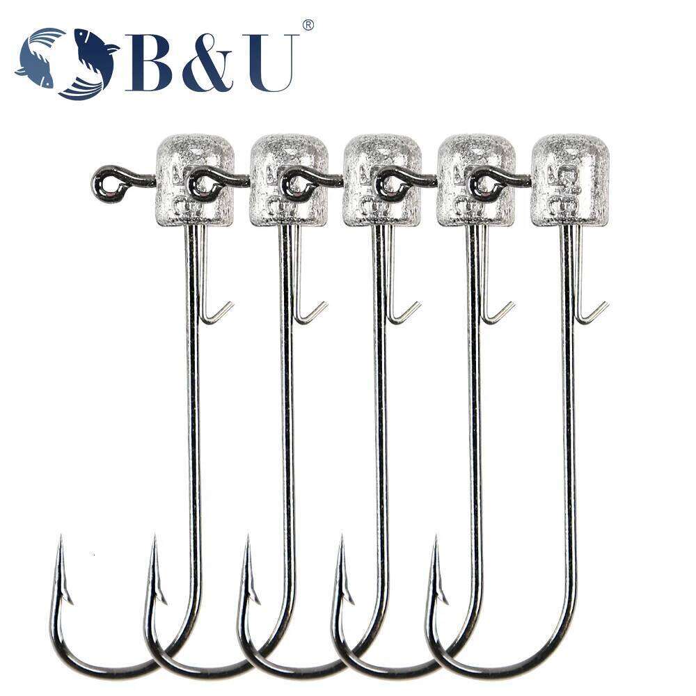 B&U NED head jigs hook 2g-14g All size Round Ball Jig Head Hook Weedless Long Shank Secondary hooks For Soft Worm Fishing S260305 06f