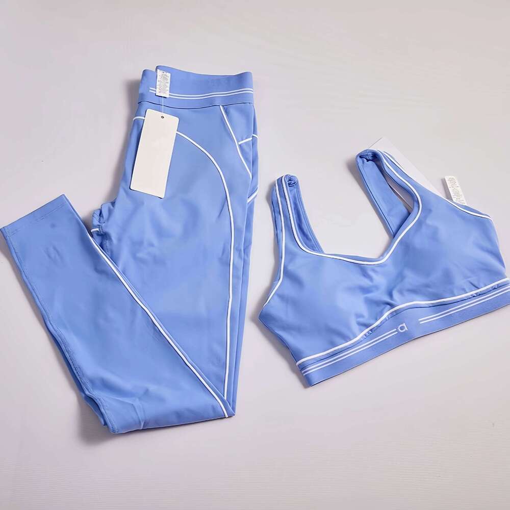 New Women S Sports Sleeveless Tank Top High Waist Hip Lifting And Abdominal Compression Fitness Pants Set MAKOUFEI