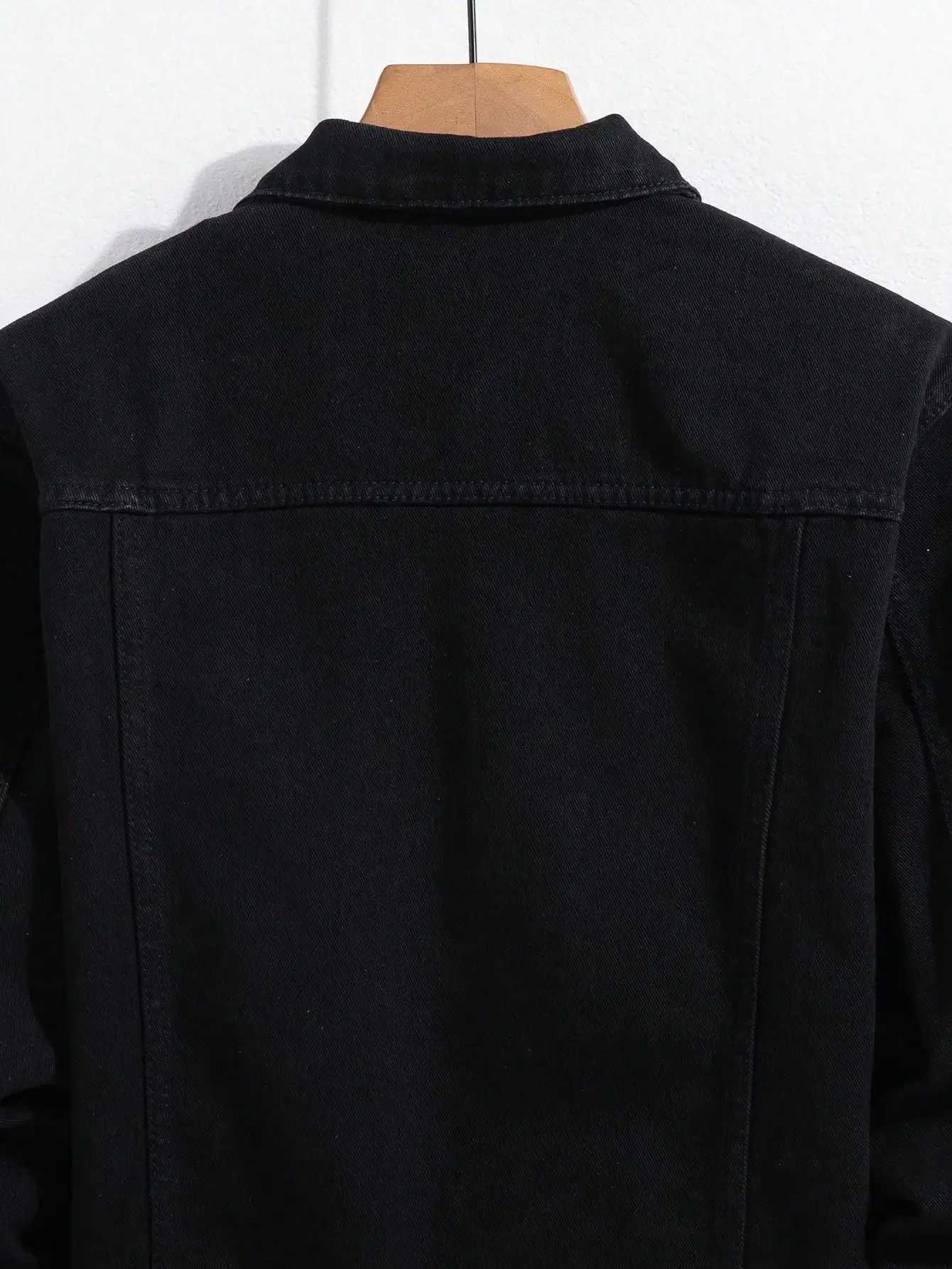 Mens spring-autumn denim jacket Black minimalist coat Daily casual Stylish and trendy style a02 M260309