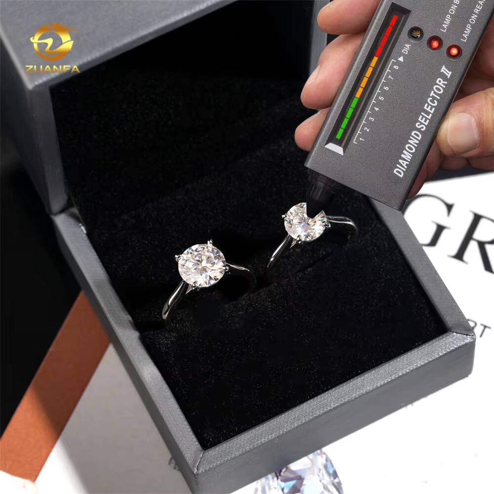 05ct 1ct 2ct 3ct Moissanite Diamond Engagement Rings 925 Silver 4 Prong Wedding Ring Pass diamond tester Solitaire women ring
