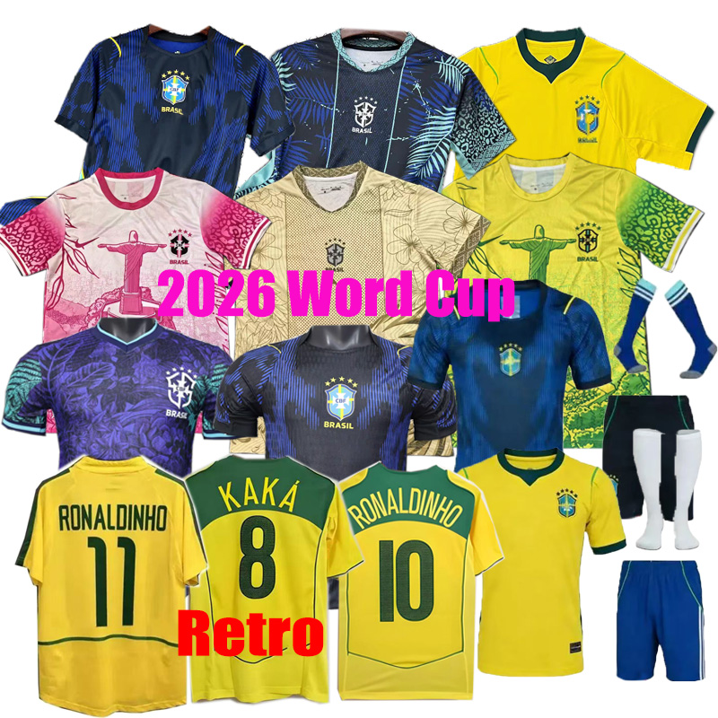 brazil jersey Brasil Soccer Jerseys 2026 World Cup Retro Football tops Shirt VINI RODRYGO PELE Vintage NEYMAR Ronaldinho camisa de futebol Kid short kit maillot foot