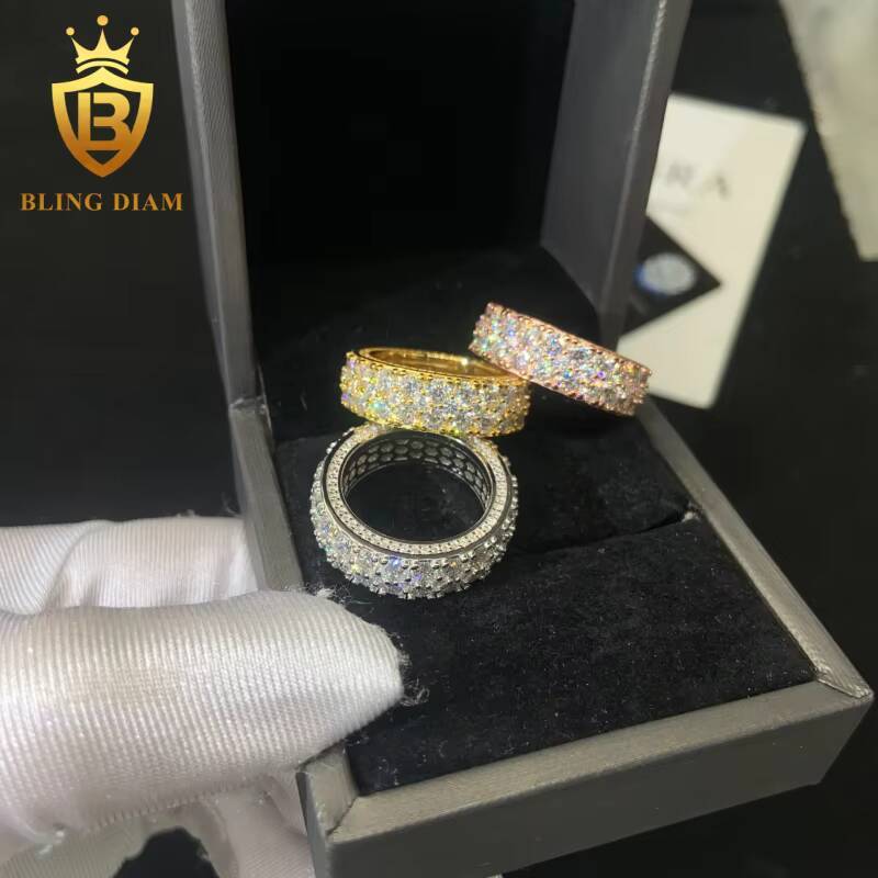 925 Sterling Silver Moissanite Ring Full Diamond Ring Iced Out Moissanite HipHop Style Jewelry Ring Pass Diamond Test with GRA