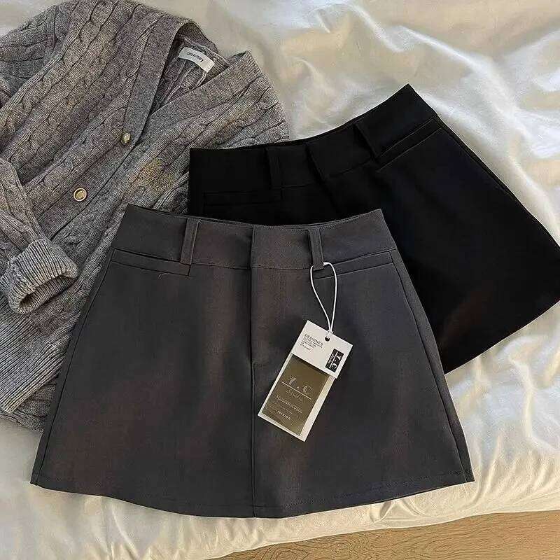 Streetwear Black Mini Skirt Women Fashion Preppy Sexy Gyaru Hip Wrap Skirts Summer Elegant Korean High Waist A Line Faldas New XJ260309