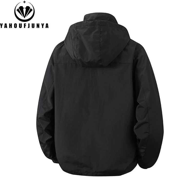 2026 New Spring Men Outdoor Thin Hooded Brand Windbreak Jacket Men Autumn Outwear Casual Fashion Solid Jacket Male Coats Tops M260309