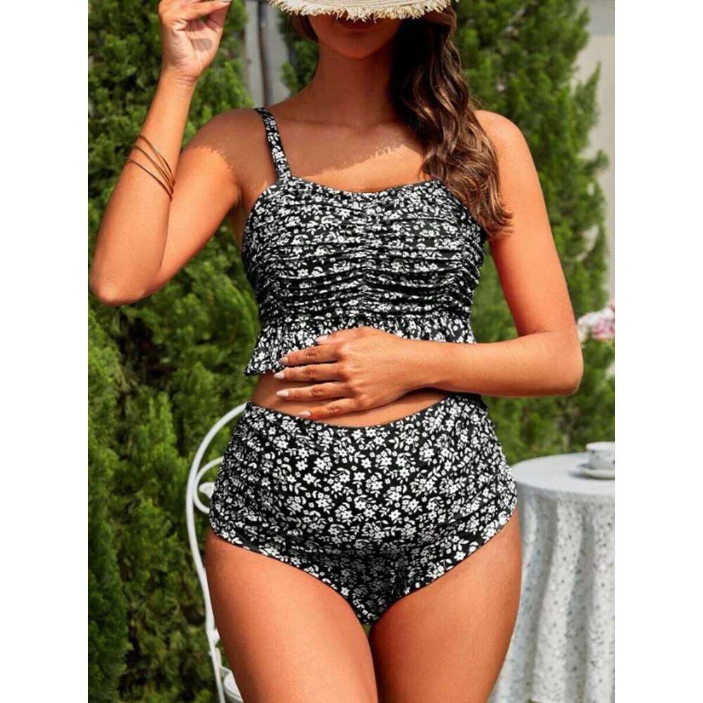 2025 High Waist Bikini Ruffle Pregnant Swimsuit Women Two Pieces Swimwear Female Bathers Bathing Swimming Swim Suit Beachwear XJ260206