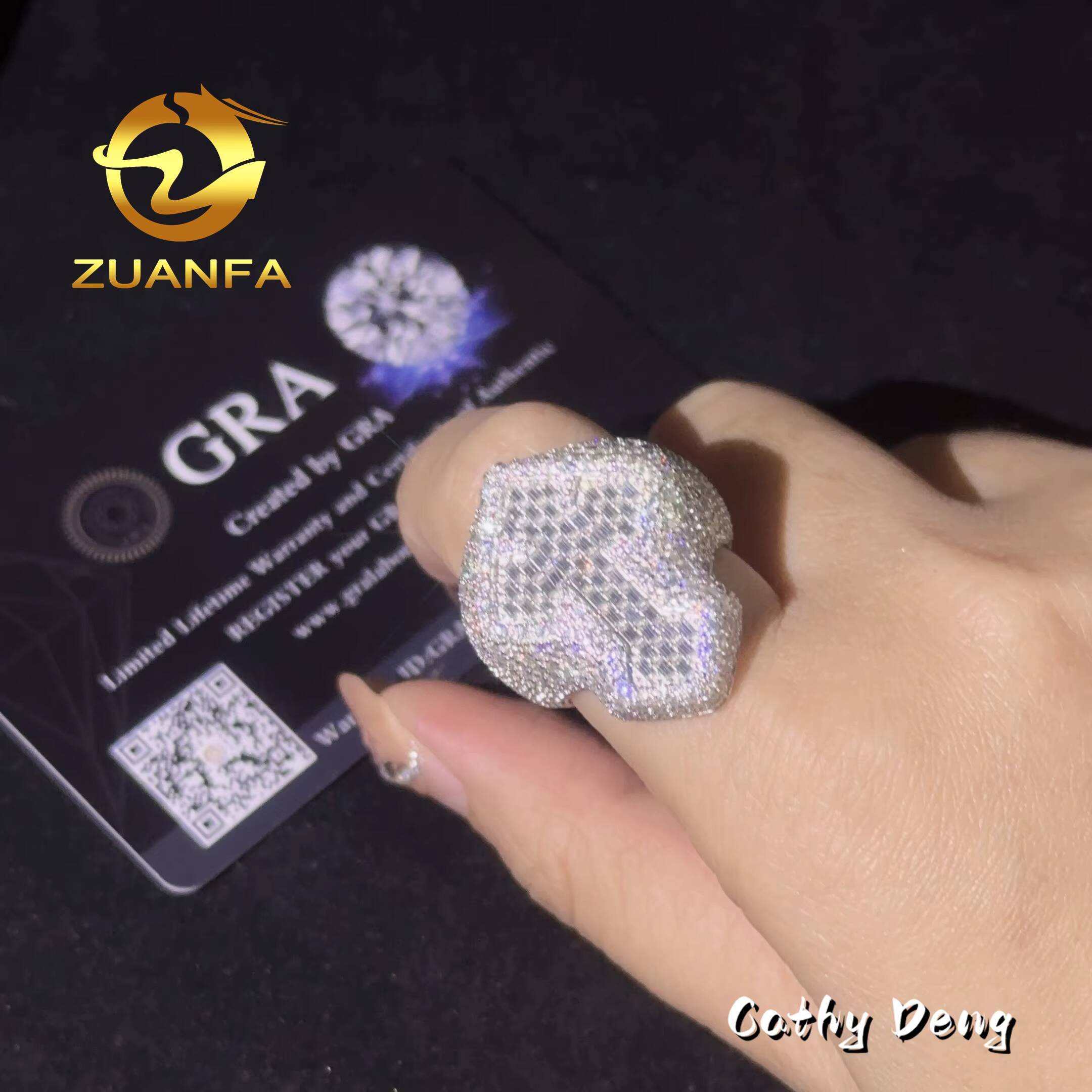 Fashion 18k Plated Moissanite Hip Hop Ring VVS Moissanite Rings 925 Sterling Silver Iced Out Cross Men Diamond Ring Engagement
