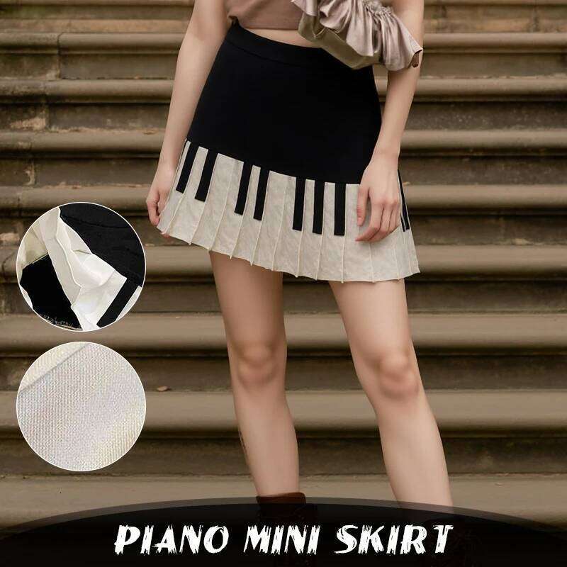Vintage Y2k Black White Piano Women Slim Design Summer Harajuku Mini Skirt Female Fashion Hot Girl New Retro Clothing XJ260309