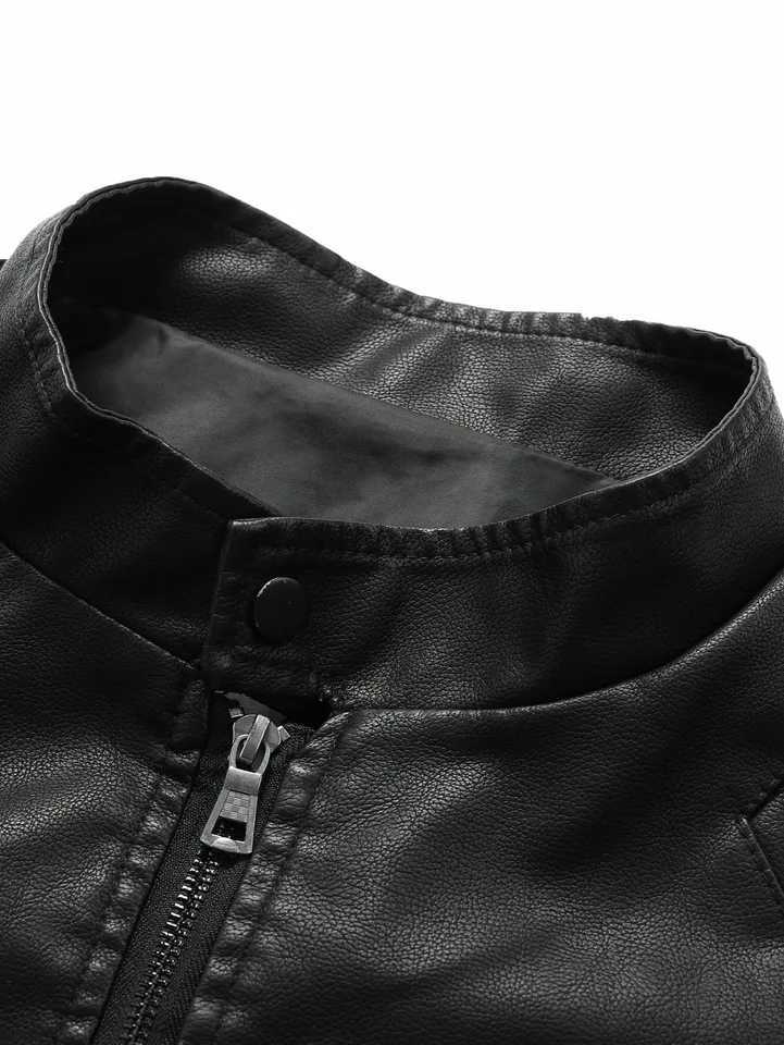 Mens StandUpC ollarL eatherJ acketV intageS tyleW indproofa ndN eckProtectingSu itablefo rOu tdoorLi ghtAc tivitiesLa yeringin Autumnan M260309