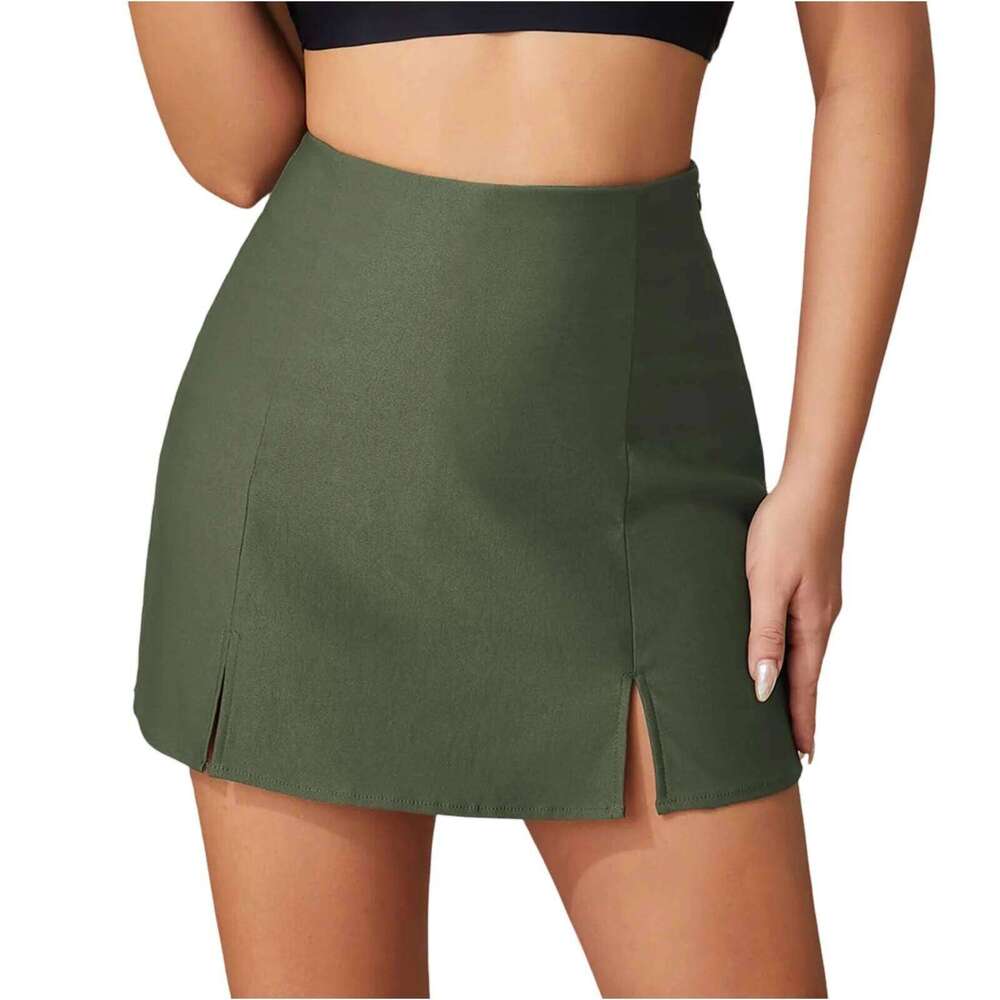 High Waisted Slim Fit Side Seam Women'S Elegant Casual Pants Outdoor Solid Color Short Skirt XJ260309