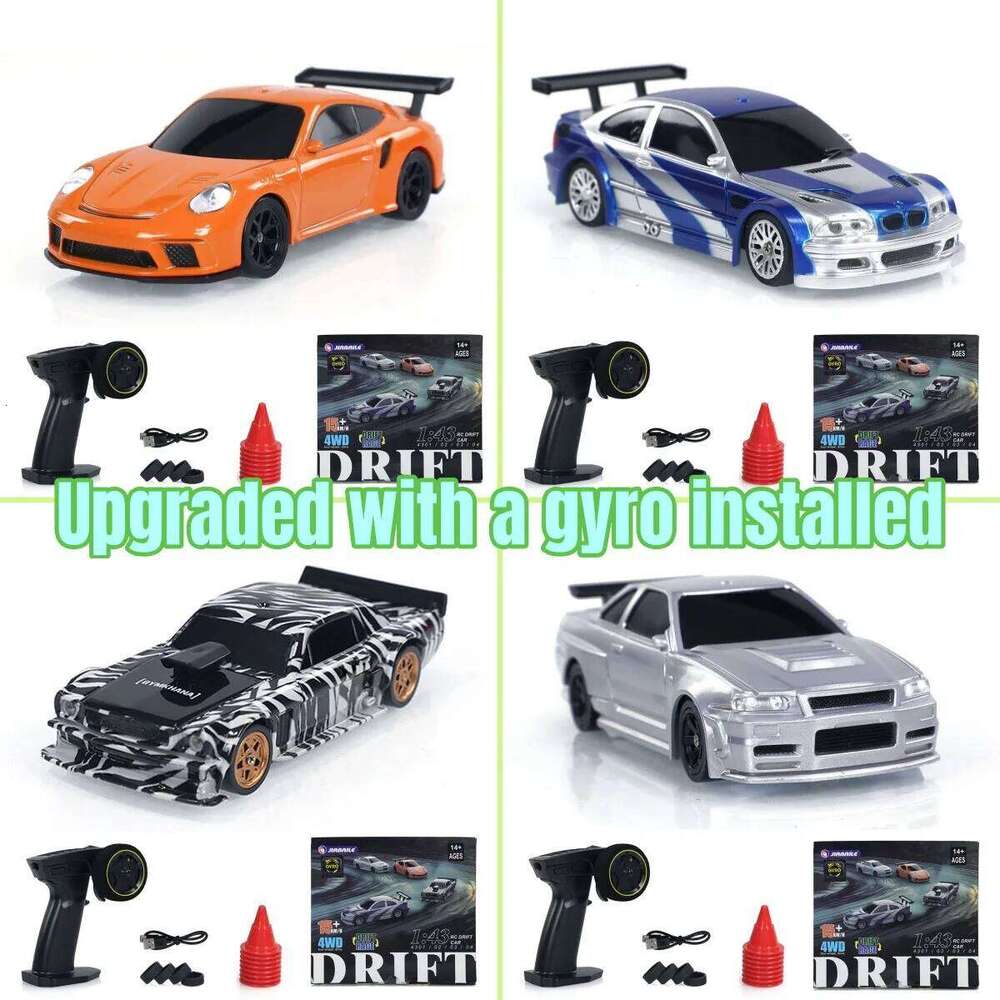 New RC Upgraded Gyro 1/43 Racing RTR 4WD Four-wheel Drive High Speed Radio Control Model 2.4g Drift Race Car Mini Gift C260306