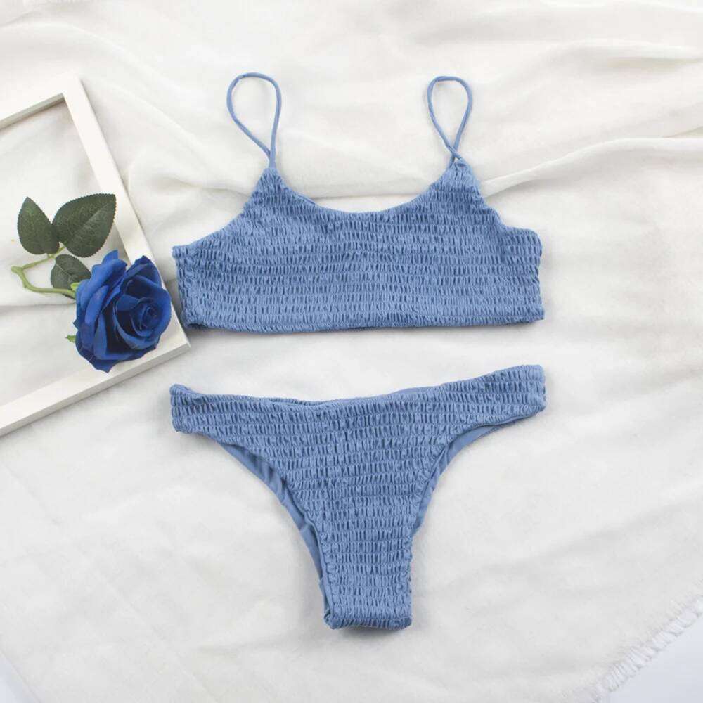 Sexy Pleated Bikinis 2026 Mujer Swimsuit Swimwear Women Female Brazilian Bikini Set Beach Wear High Cut Bathing Suit 313 XJ260206