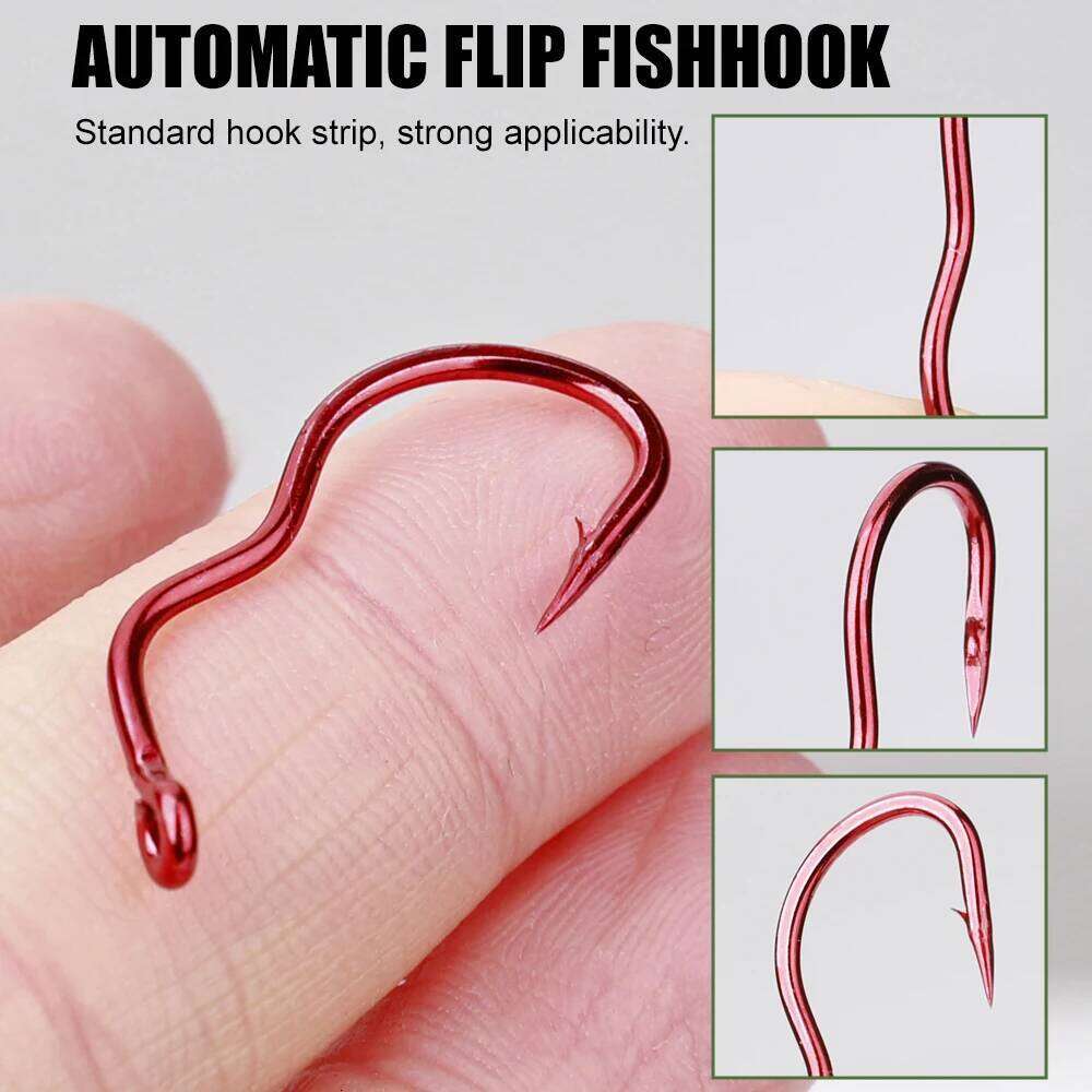 FTK 12/24Pcs High Carbon Steel Hooks With Ring 5-14# Automatic Flip SHarp Barbed Fishhook for Carp Fishing Accessories S260305 1ec