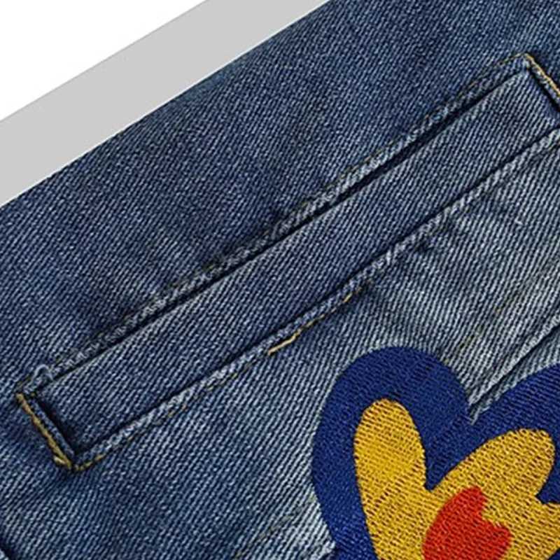 Retro Butterfly Embroidered Denim Jacket High Street Hip-hop Patch Personalized Jacket Mens Vintage Techwear Bomber Jeans Coat M260309