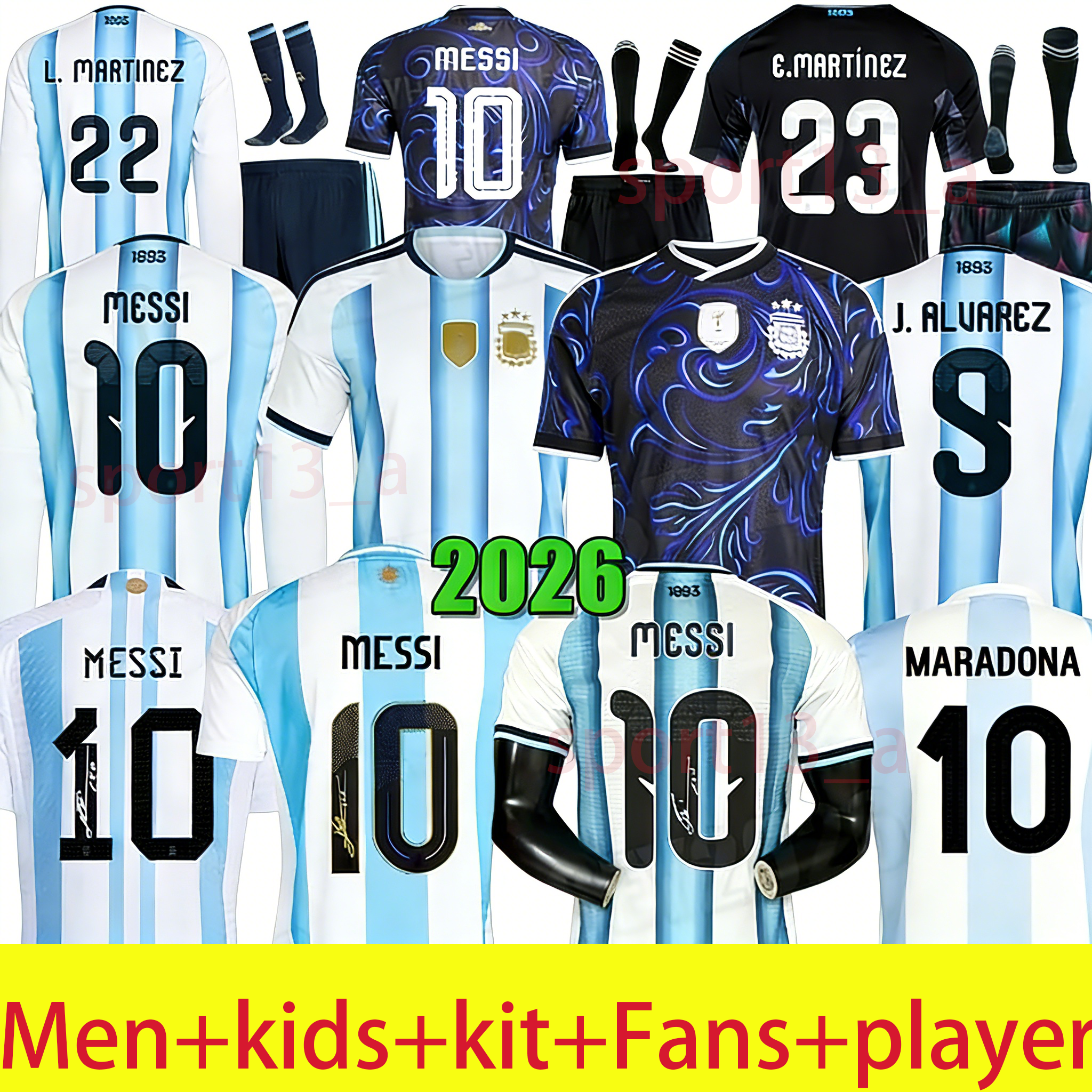 ArgentinaS 2026 soccer Jerseys 25 26 Men Kids kit Fans Player MARADONA DI MARIA J. ALVAREZ FC football shirt MESSIS Jersey DE maillot de football Breathable Quick Dry