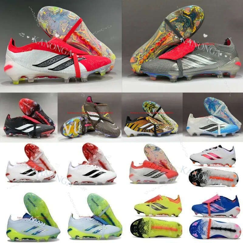 2025 Good Quality 3A+ Boots 25 26Th Tongue Fold Laceless Laces FG Mens Soccer Cleats Comfortable Training Leather Football Shoes Kids Uk3.5-Uk11