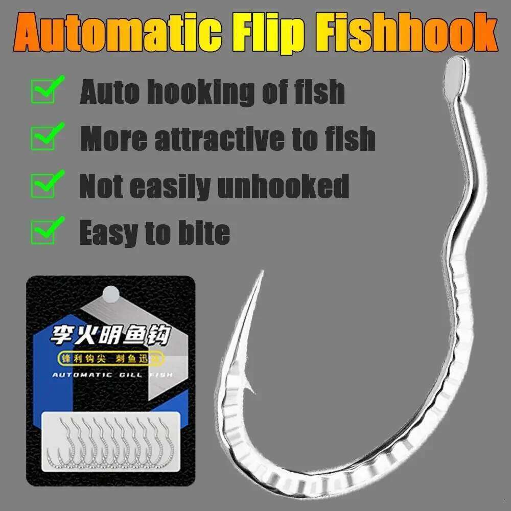 10pcs Fish Scale Patterned High Carbon Steel Hook Sharp Barbed Automatic Flip Fishhook for Carp Fishing Tackle Accessor S260305