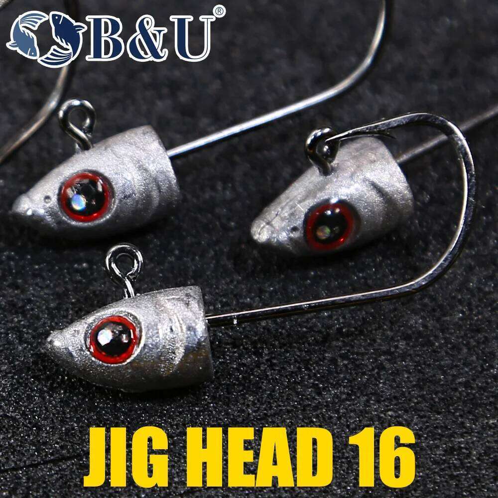 B&U Jig Head Hook Fish Sharp Fishhooks Soft Bait Worm Barbed Hooks Fishing Tackle Hard Lure S260305 330