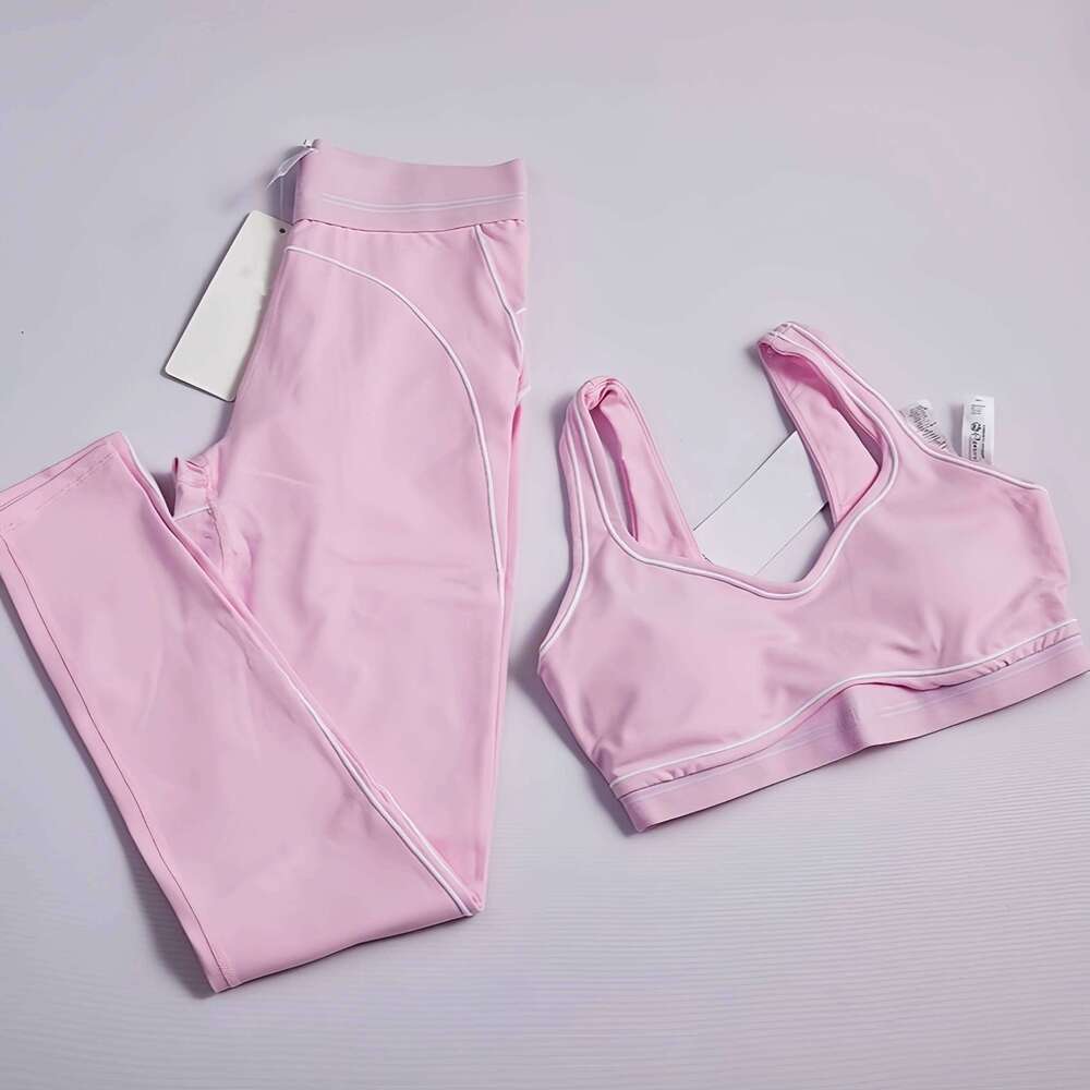 New Women S Sports Sleeveless Tank Top High Waist Hip Lifting And Abdominal Compression Fitness Pants Set MAKOUFEI