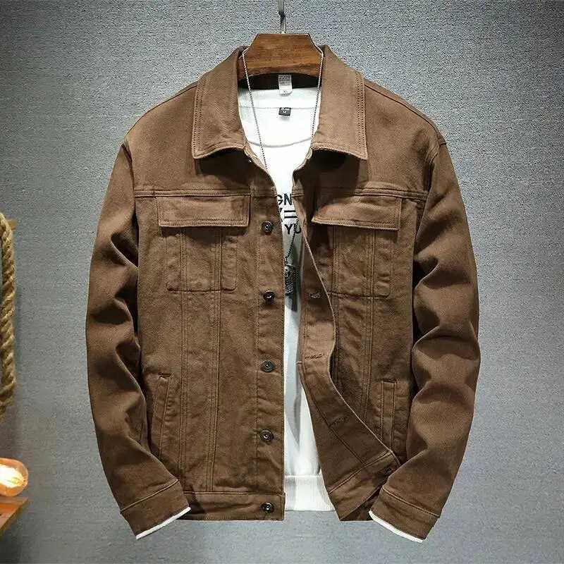 Autumn Jackets Cotton Stretch Slim Denim Jacket Coats Fashion Turn Down Collar Casual Clothes For Men Vintage M260309
