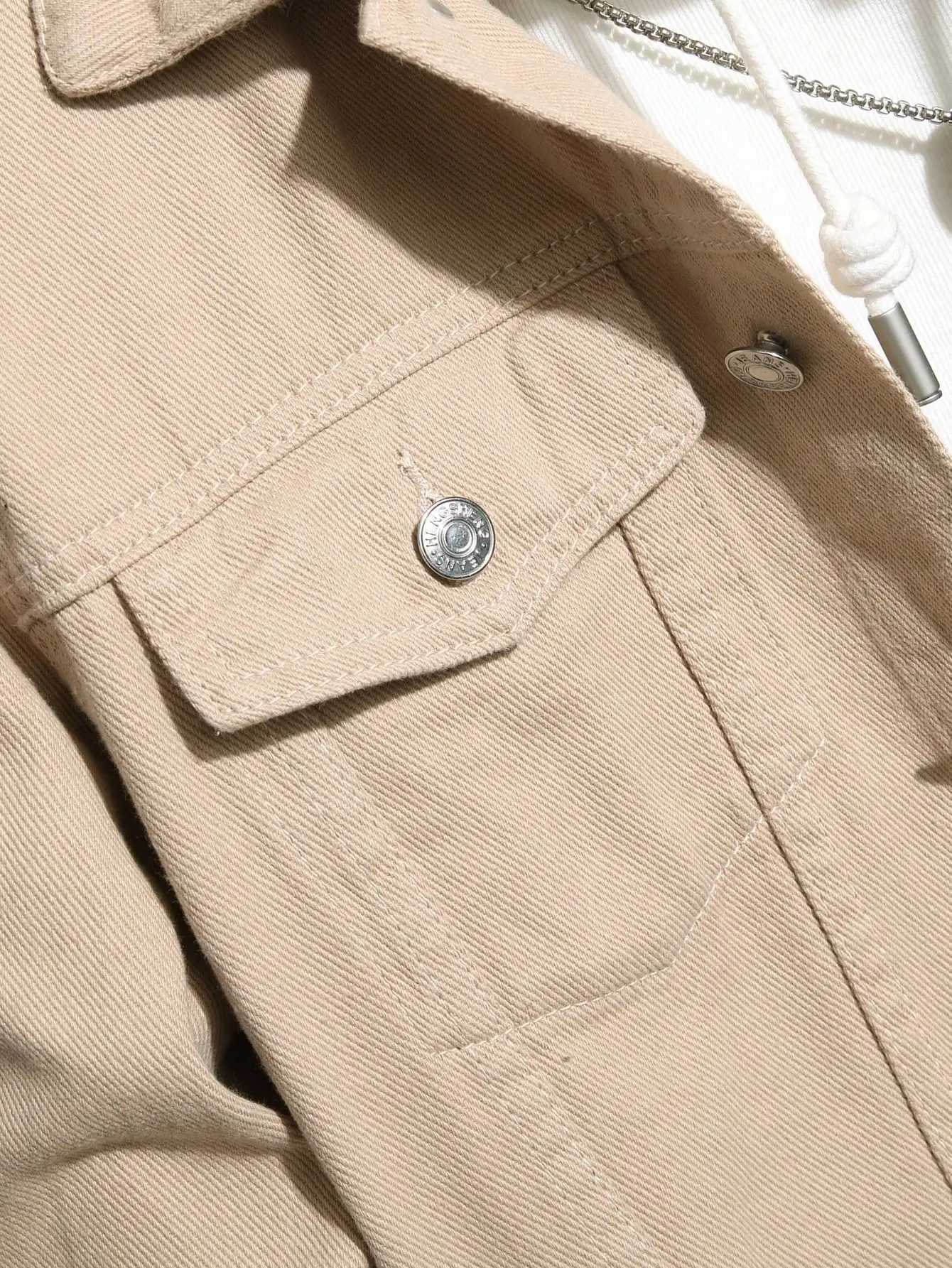 ens denim jacket for spring and autumn Khaki simple coat For daily casual wear with a street - casual and trendy style M260309